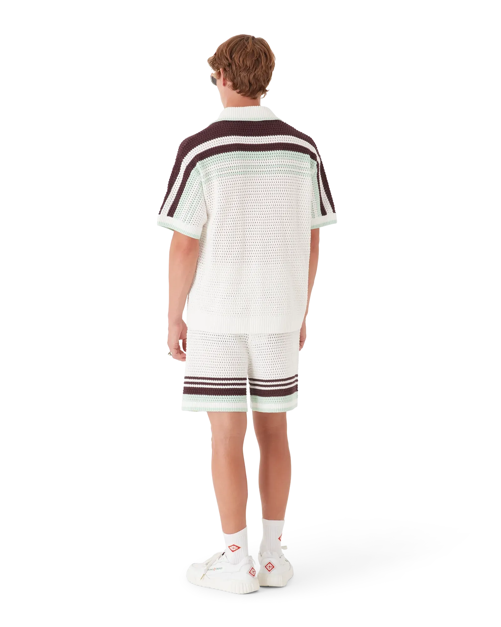 Gradient Wave Cotton Crochet Short Sleeve Shirt