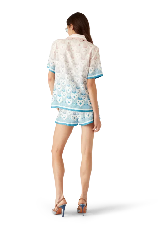 Gradient Heart Monogram Silk Short Sleeve Shirt