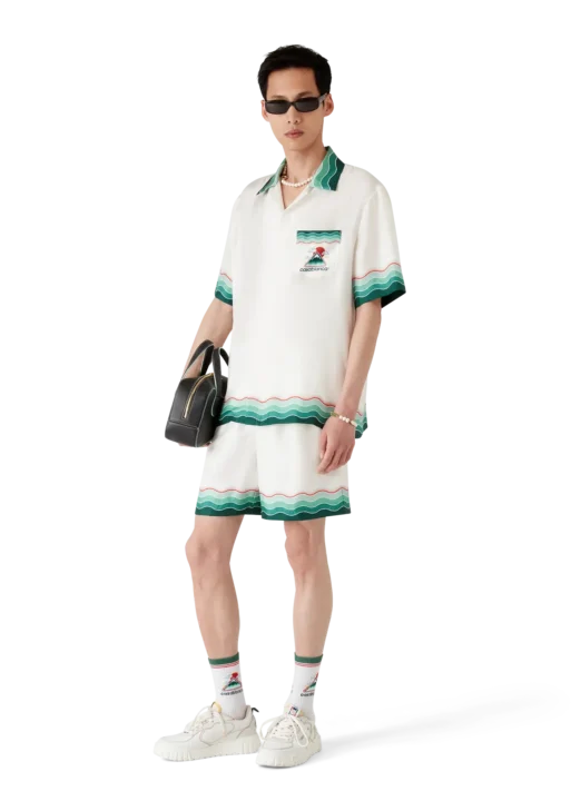 Montagne Ondulée Short Sleeve Silk Shirt