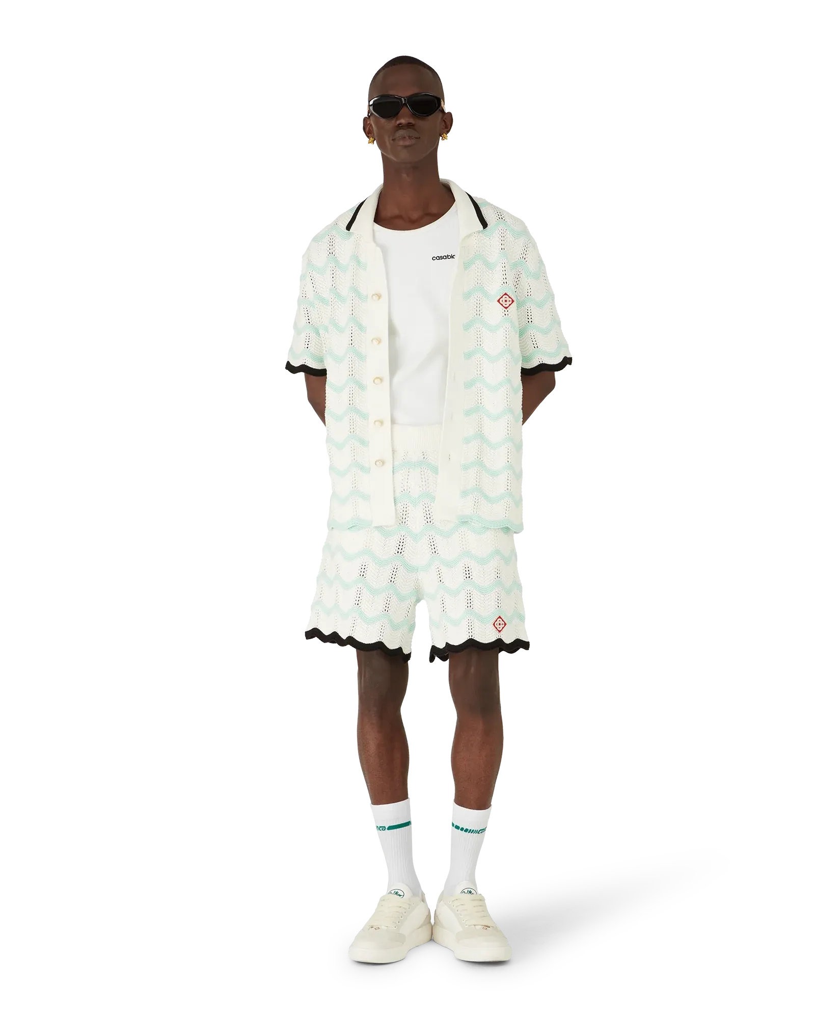 Gradient Wave Cotton Crochet Shorts - Image 3