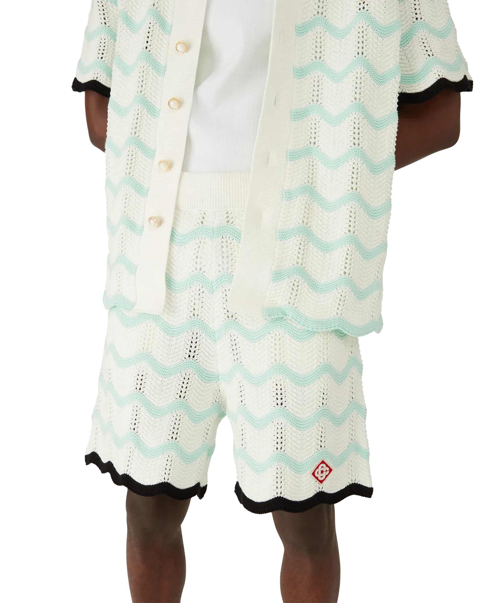 Gradient Wave Cotton Crochet Shorts - Image 2