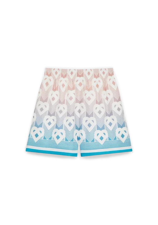 Gradient Heart Monogram Silk Shorts