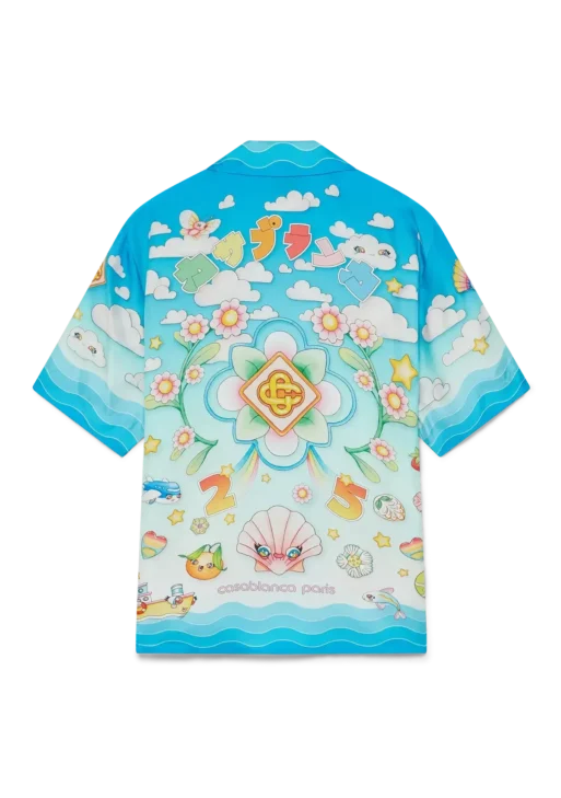Kawaii Motif Short Sleeve Silk Twill Shirt