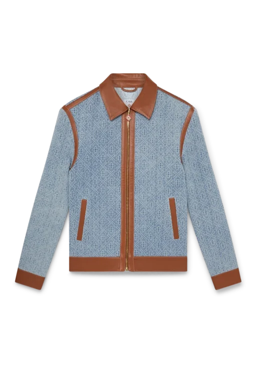 Monogram Denim Jacket with Leather Trim