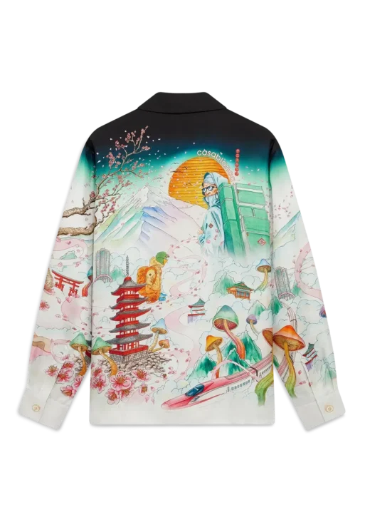 Flowers Long Sleeve Silk Twill Shirt