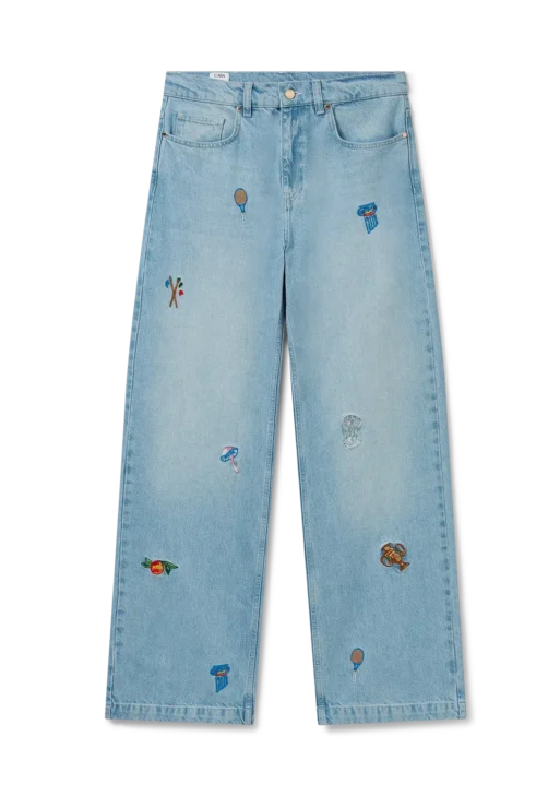 Light Vintage Wash Embroidered Motif Jeans