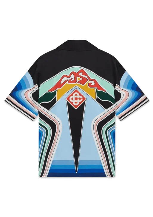 Graphic Mountain Short Sleeve Silk Shirt