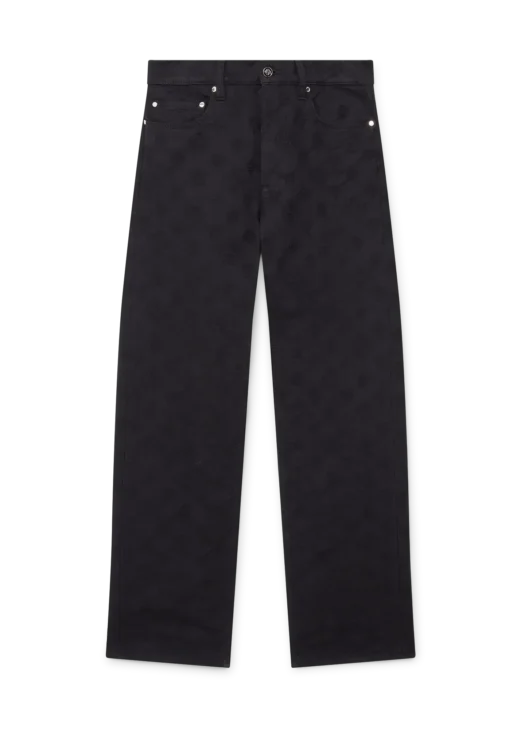 Black Denim Monogram Straight-Leg Jeans