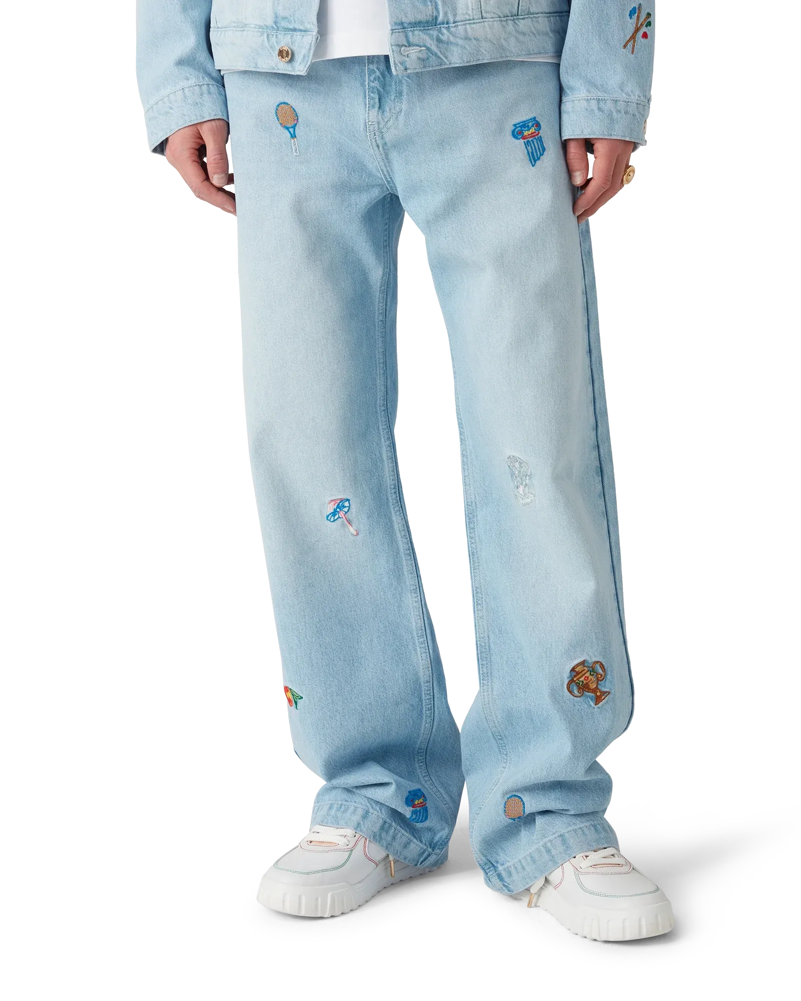 Light Vintage Wash Embroidered Motif Jeans - Image 2