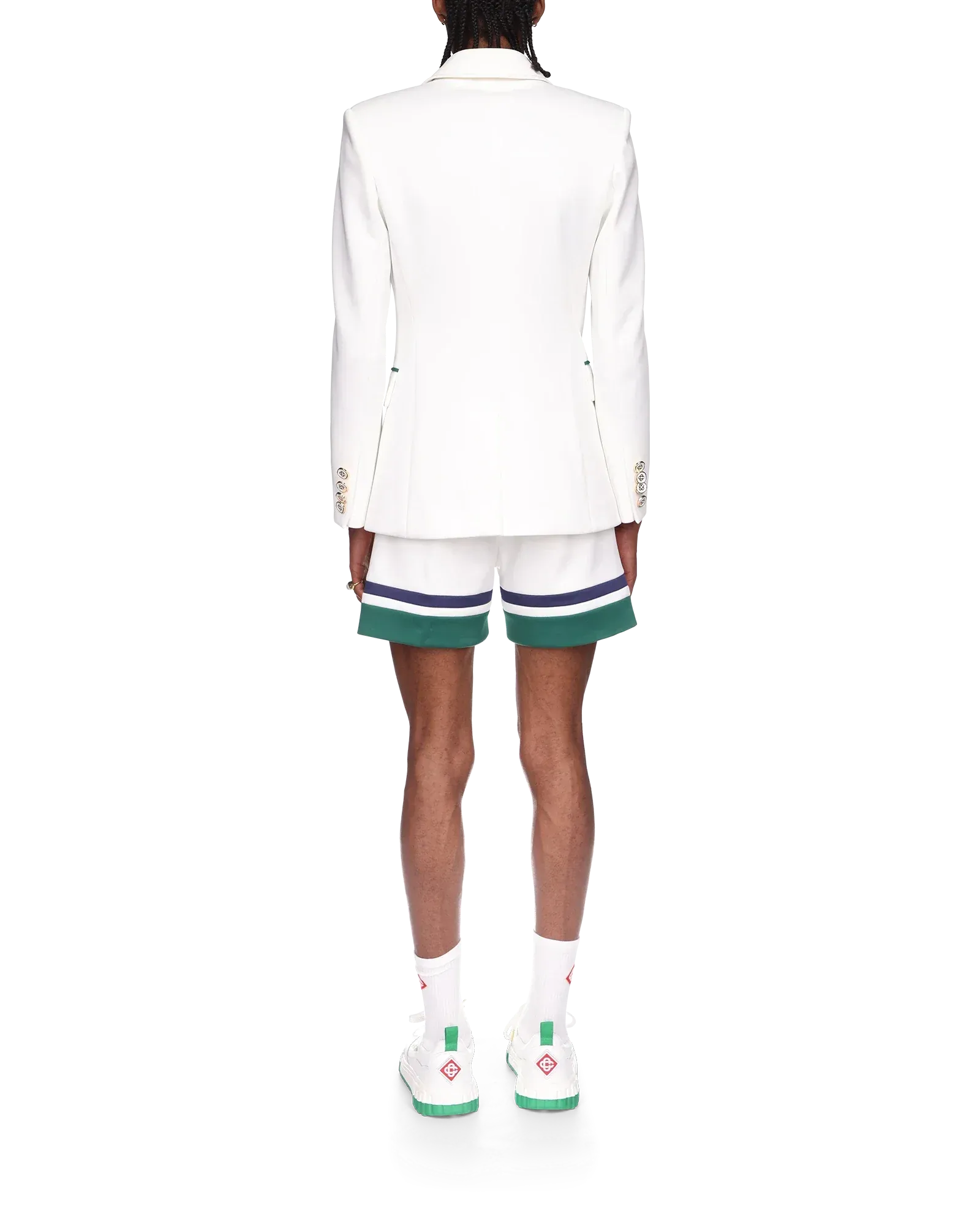 Back view of single-breasted sports tailoring jacket with central vent