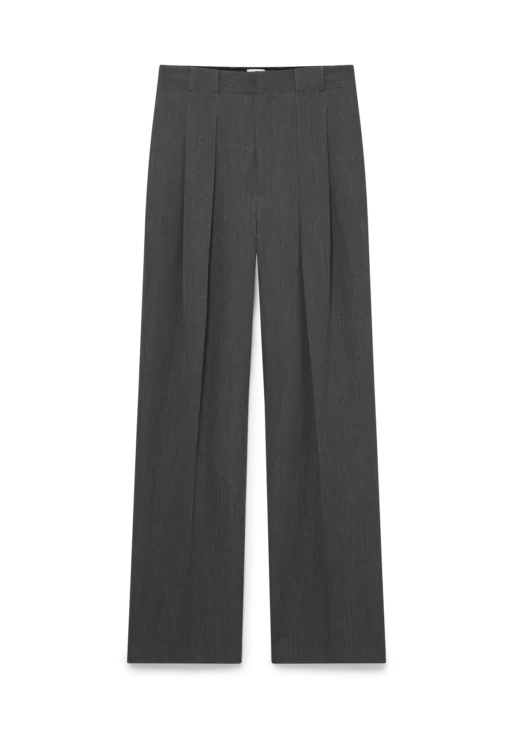Grey Wool Tailored Belt Loop Trousers