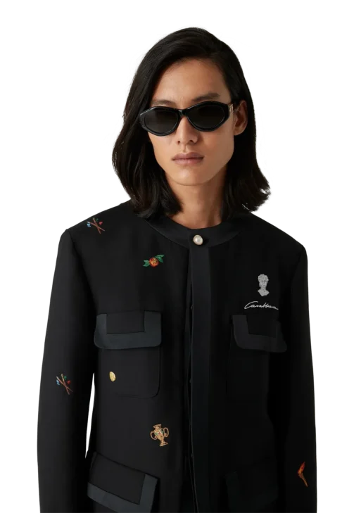 Embroidered Motif Wool Tailored Jacket