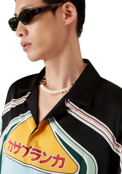 Graphic Mountain Short Sleeve Silk Shirt