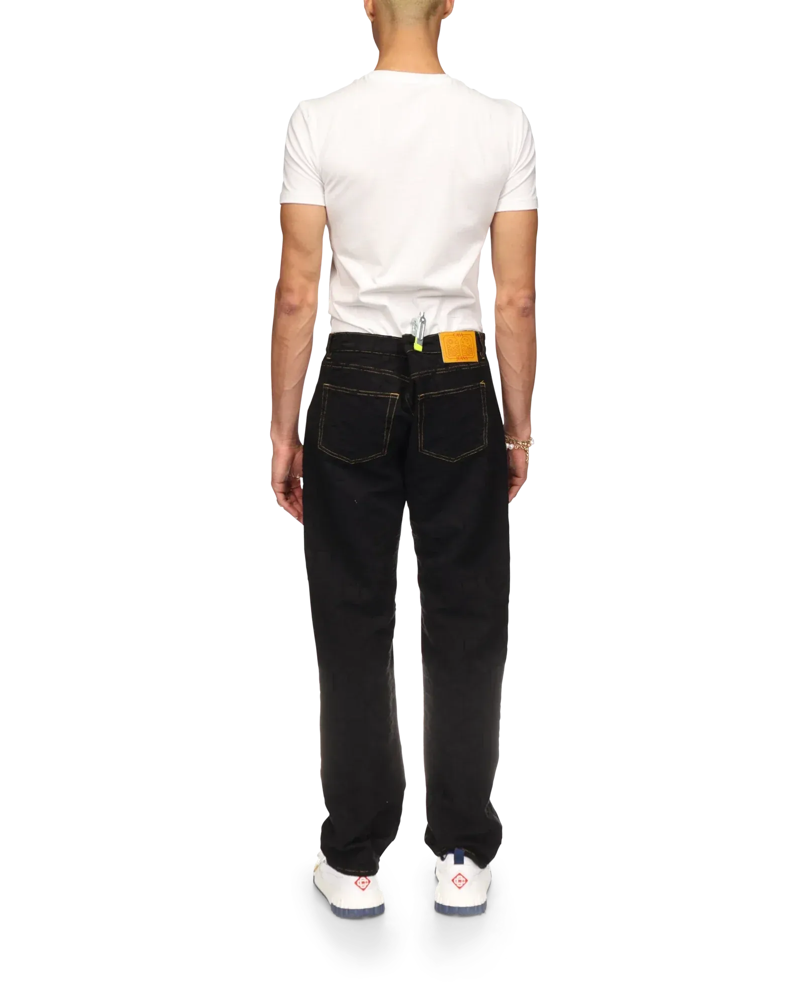 Black Jacquard Denim Jeans - Image 3