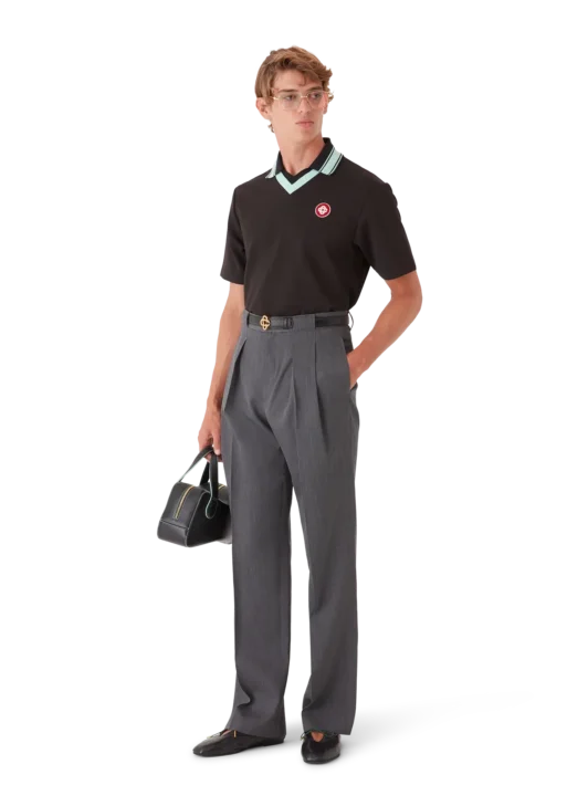 Grey Wool Tailored Belt Loop Trousers