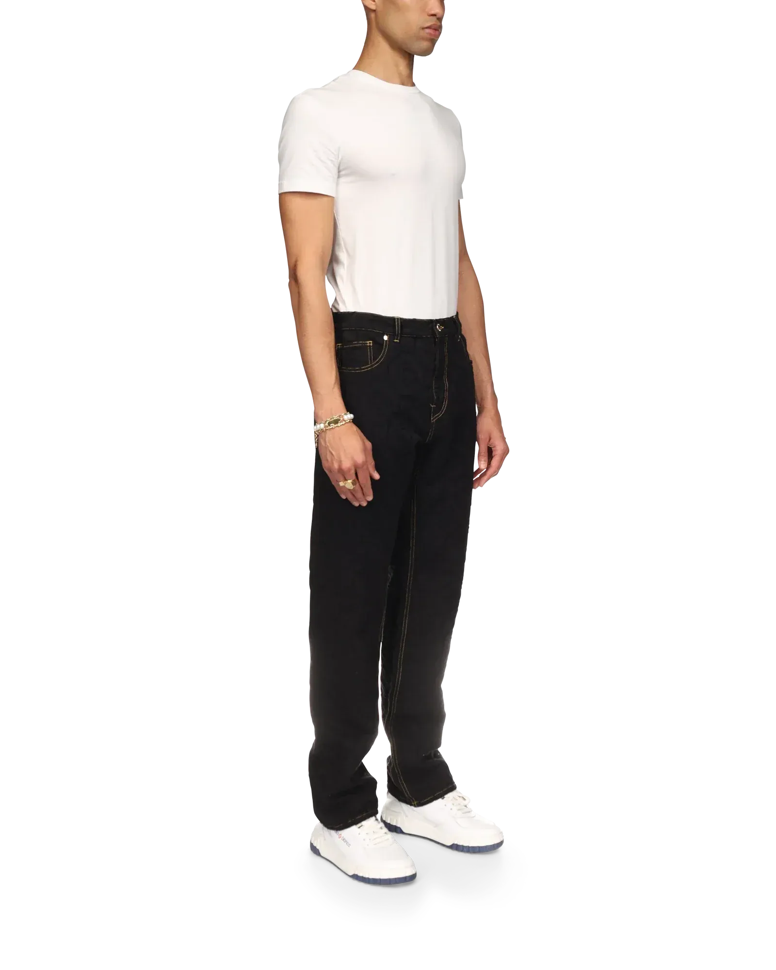 Black Jacquard Denim Jeans - Image 2