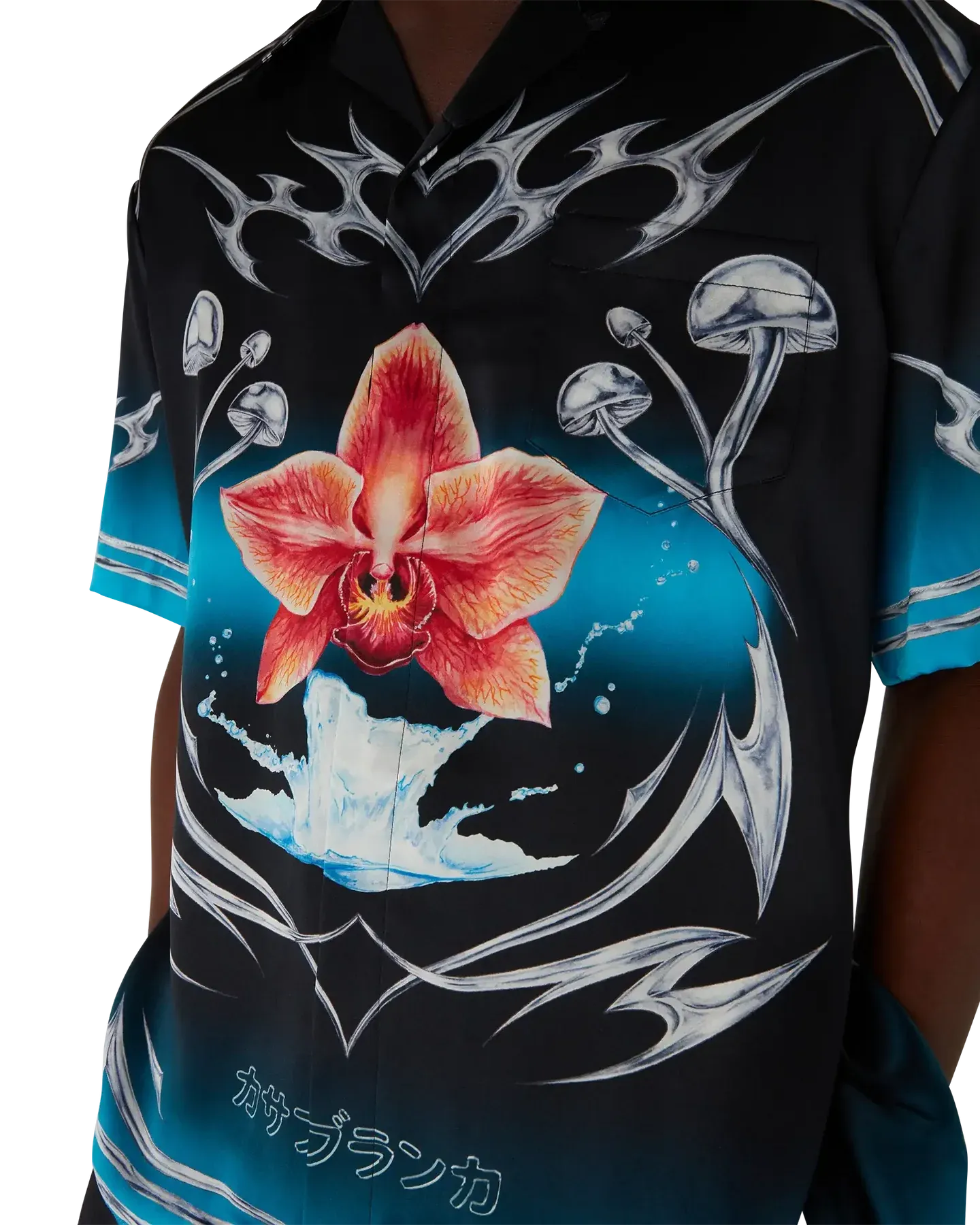 Blades Short Sleeve Silk Satin Shirt - Image 1