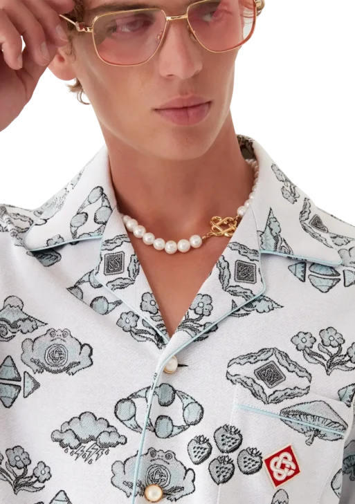 Jacquard Motif Short Sleeve Shirt