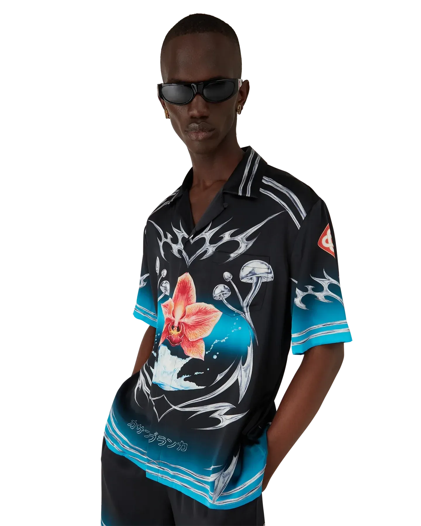 Blades Short Sleeve Silk Satin Shirt - Image 2
