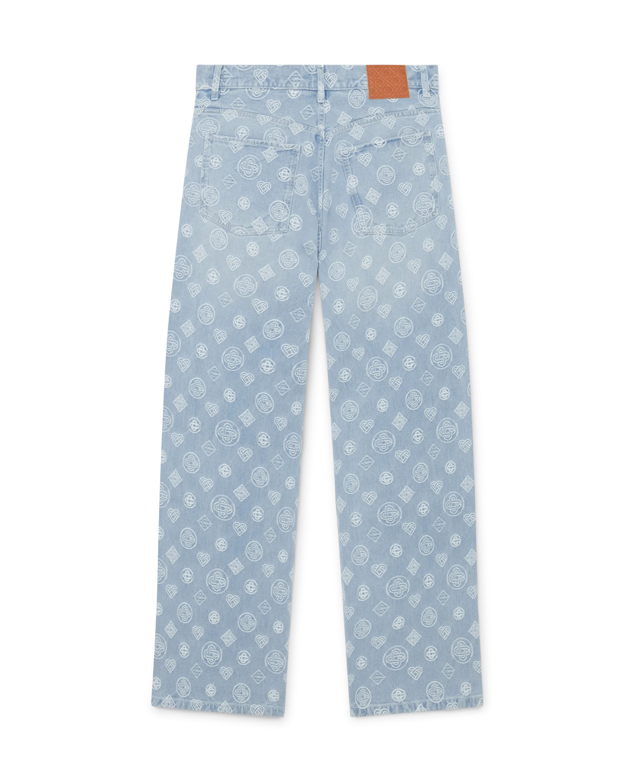 Blue Denim Monogram Relaxed Fit Jeans