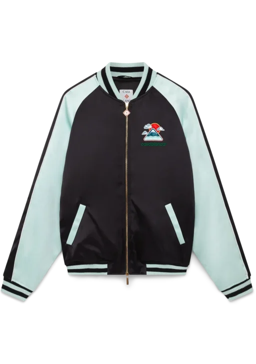 Embroidered Satin Bomber Jacket