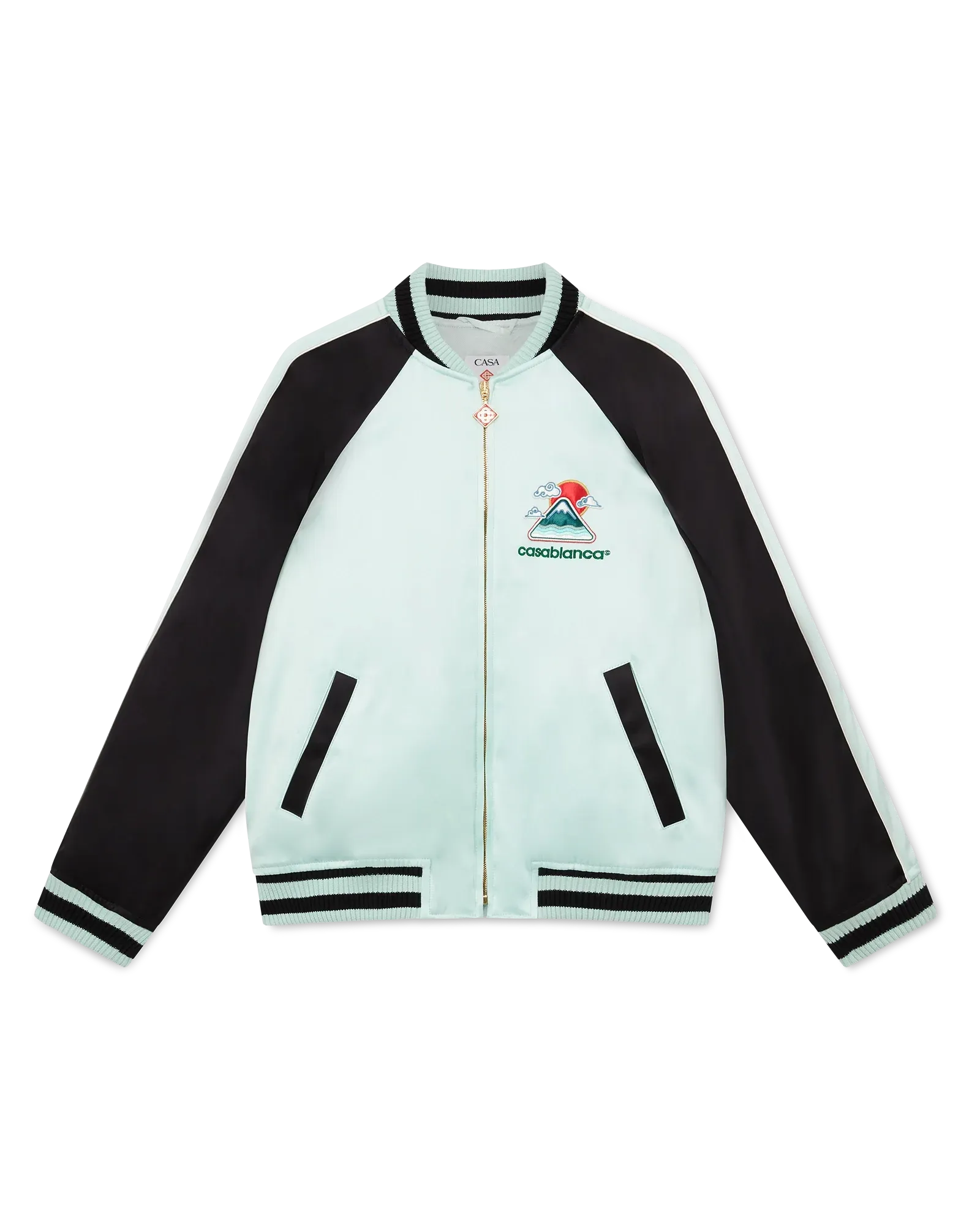 Embroidered Satin Bomber Jacket