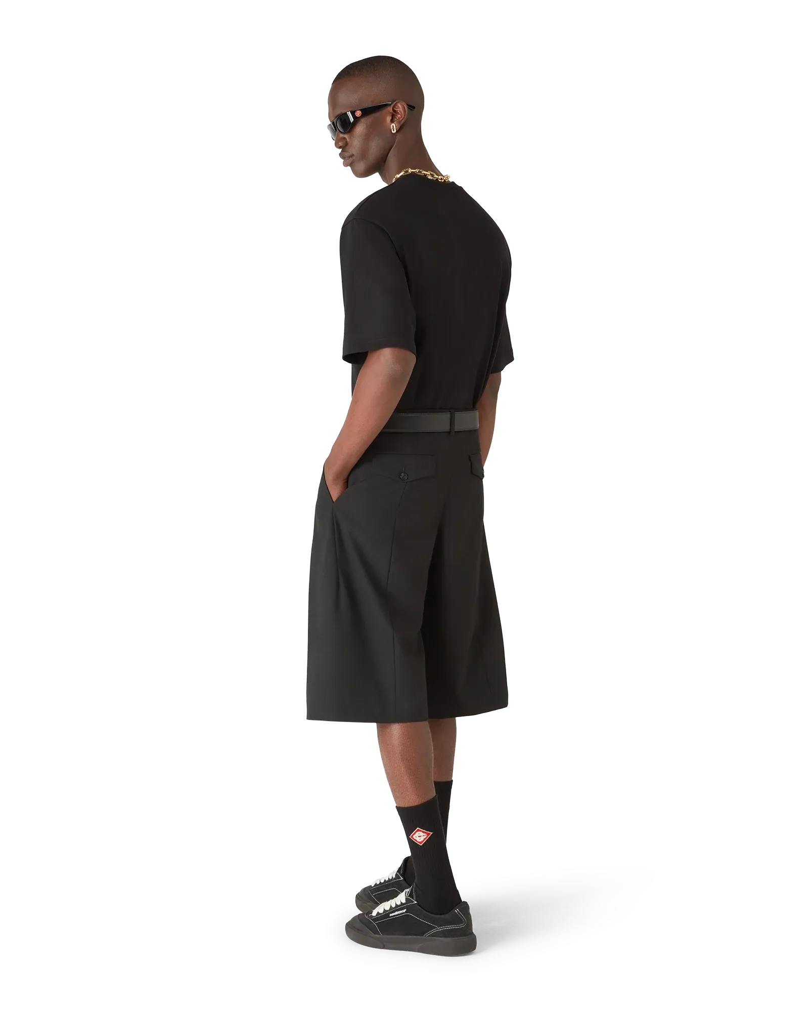 Back view of oversized black Casablanca Chrome Short Sleeve T-Shirt