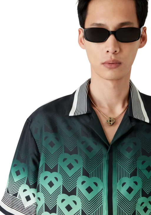 Gradient Monogram Short Sleeve Silk Shirt