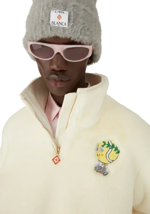 Tennis Mascot Quarter Zip Faux Fur Jacket