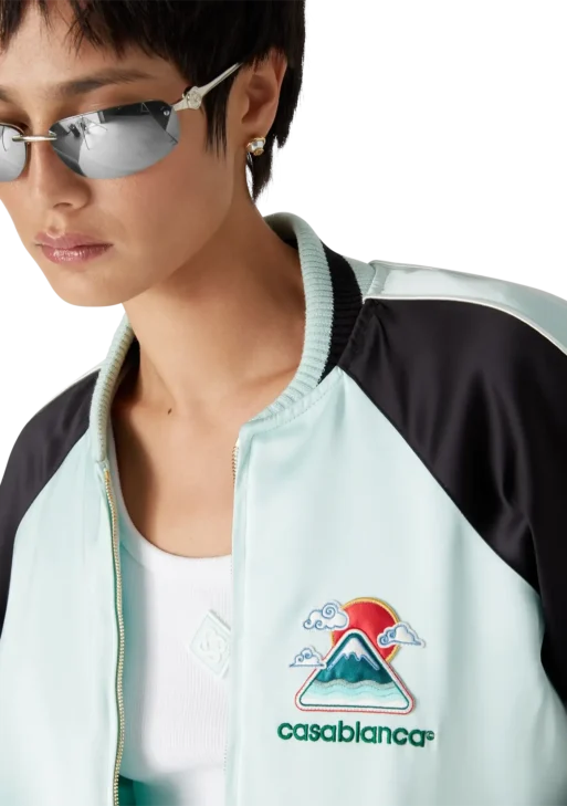 Embroidered Satin Bomber Jacket