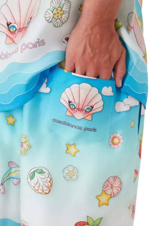 Kawaii Motif Silk Twill Shorts