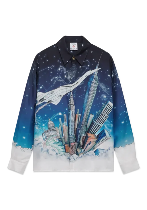 Vol De Nuit Long Sleeve Silk Shirt